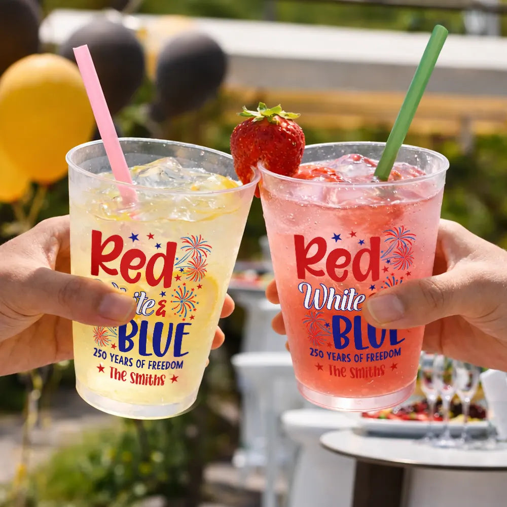 Independence Day,America 250th,Family,Gift For Bestie,Gift For Sibling,Gift For Grandparents,Gift For Yourself,Gift For Women,Gift For Men,Parents,Proud - Red White & Blue US Independence Day - Personalized Frosted Cups