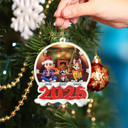 Happy, Family, Christmas - Red Year Family - Personalized Custom Shaped Acrylic Ornament