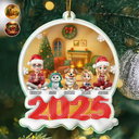 Happy, Family, Christmas - Red Year Family - Personalized Custom Shaped Acrylic Ornament