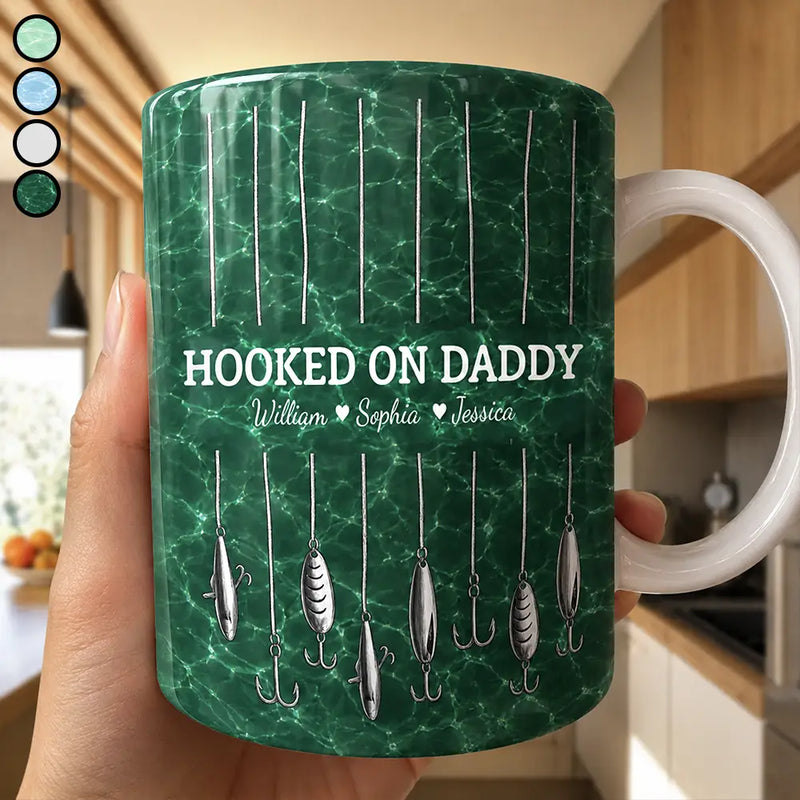 Gift For Grandpa,Grandpa - Grandkids,Gift For Father,Fishing,Icon,Adorable - Reel Cool Dad Grandpa - Personalized White Edge-to-Edge Mug