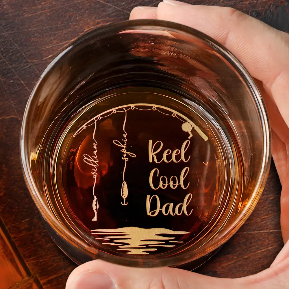 Reel Cool Dad Grandpa - Personalized Engraved Whiskey Glass