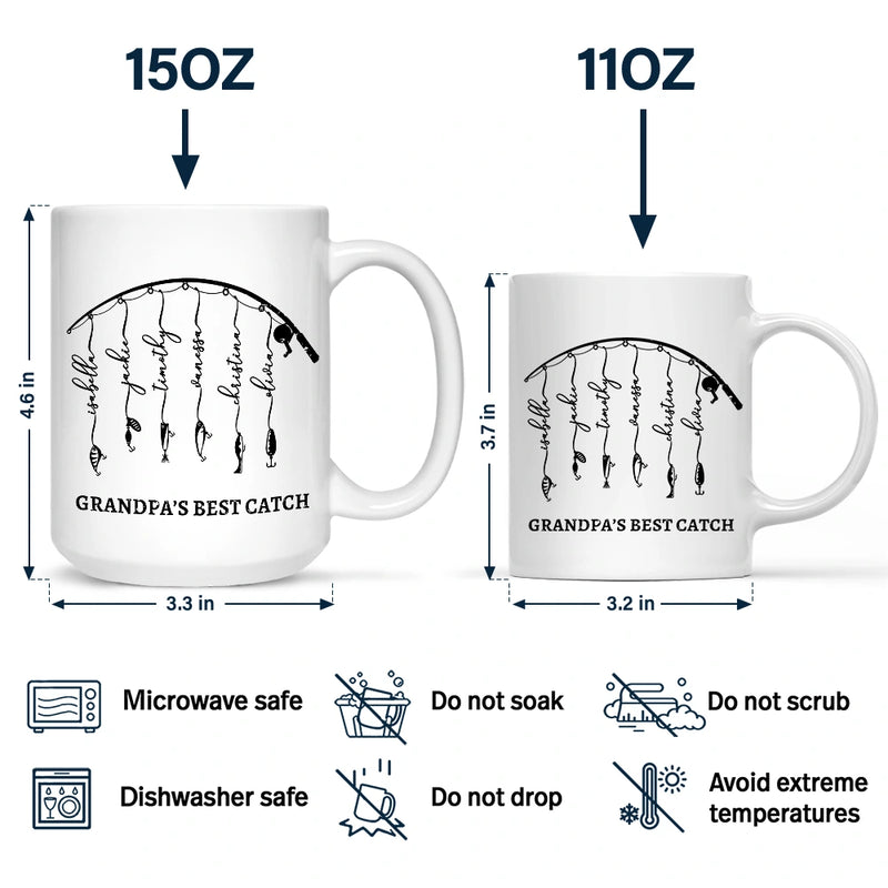 Gift For Father,Gift For Grandpa,Fishing,Non-Eng,Icon,Proud - Reel Cool Dad Grandpa - Personalized Mug