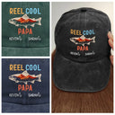 Gift For Father, Gift For Grandpa, Funny, Fishing - Reel Cool Grandpa - Personalized Vintage Washed Denim Cap