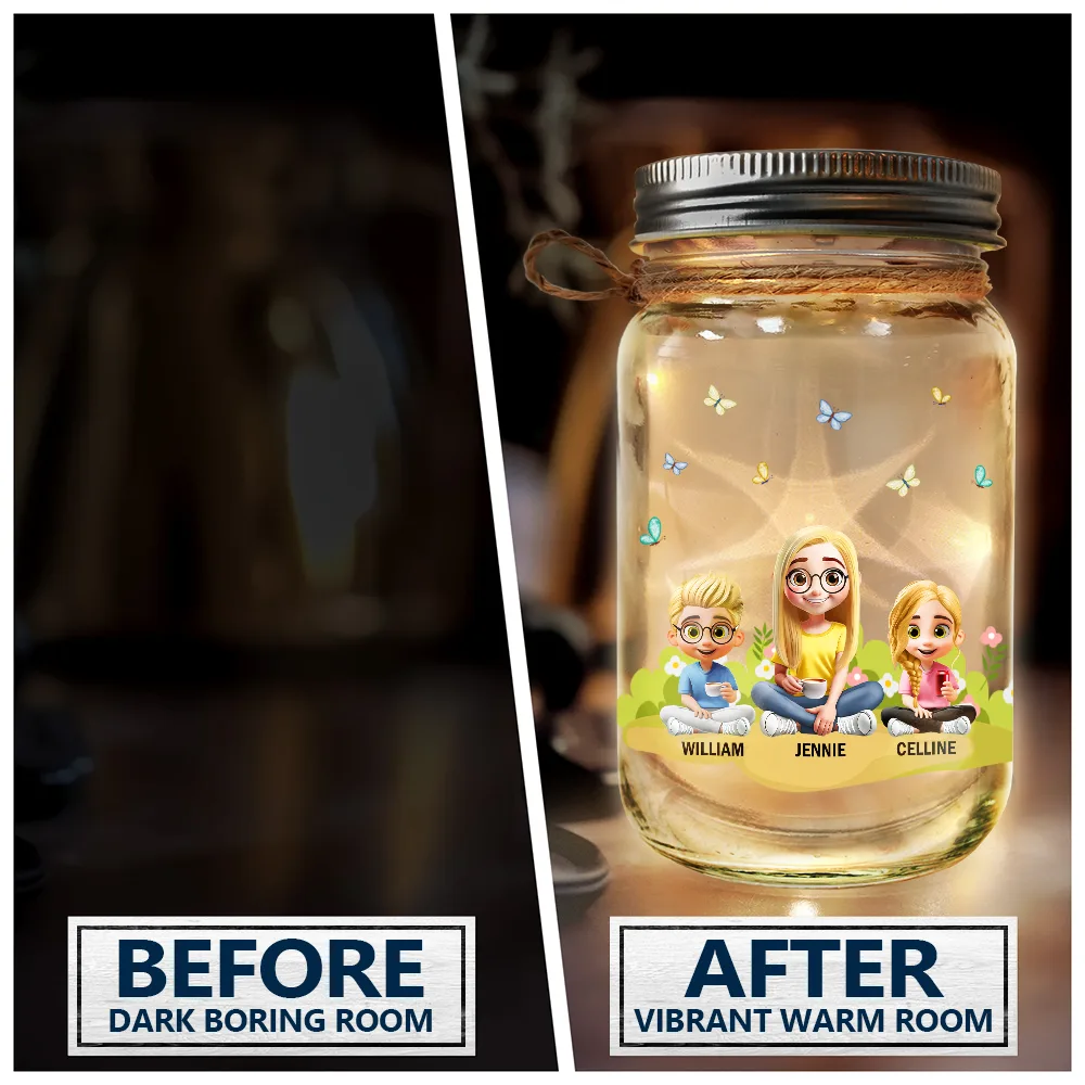 Gift For Mother - Remind How Much We Love You - Personalized Mason Jar Light
