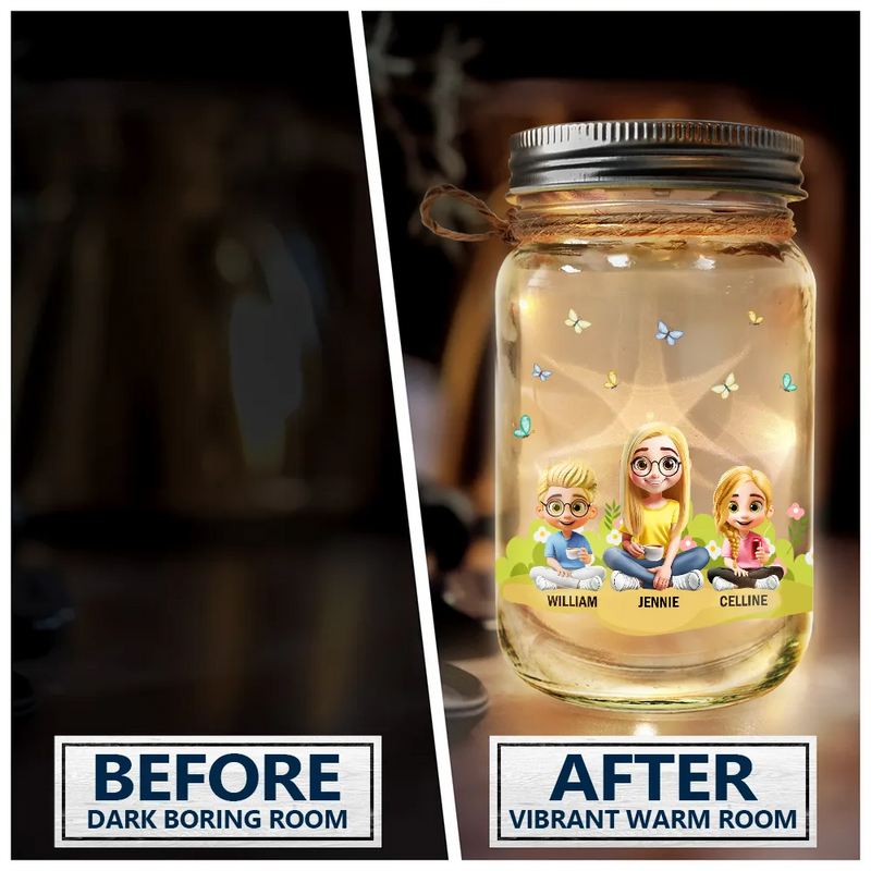 Gift For Mother - Remind How Much We Love You - Personalized Mason Jar Light
