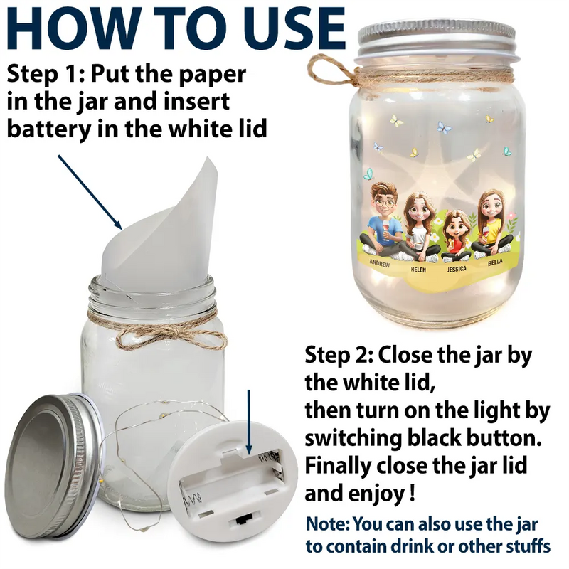 Gift For Mother - Remind How Much We Love You - Personalized Mason Jar Light
