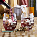 Pet Lovers,Pet Mom,Pet Dad,Retirement,Beach,Happy - Retired Full Time Dog Cat Mom - Personalized Stemless Wine Glass