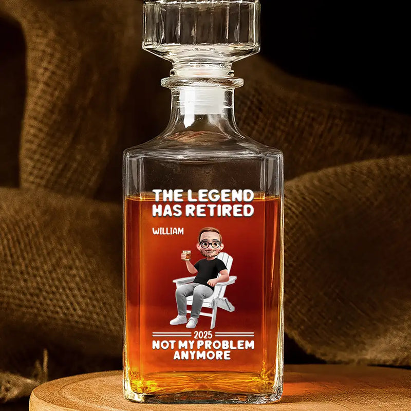 Retirement,Parents,Gift For Grandparents,Funny - Retired Not My Problem Anymore 3D Effect - Personalized Square Whiskey Bottle