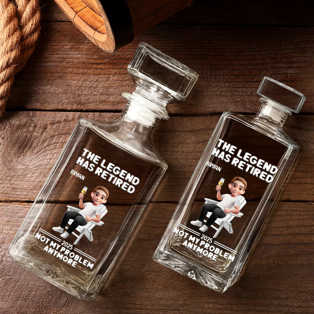 Retirement,Parents,Gift For Grandparents,Funny - Retired Not My Problem Anymore 3D Effect - Personalized Square Whiskey Bottle