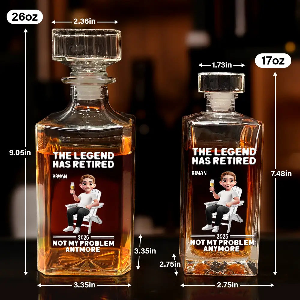 Retirement,Parents,Gift For Grandparents,Funny - Retired Not My Problem Anymore 3D Effect - Personalized Square Whiskey Bottle