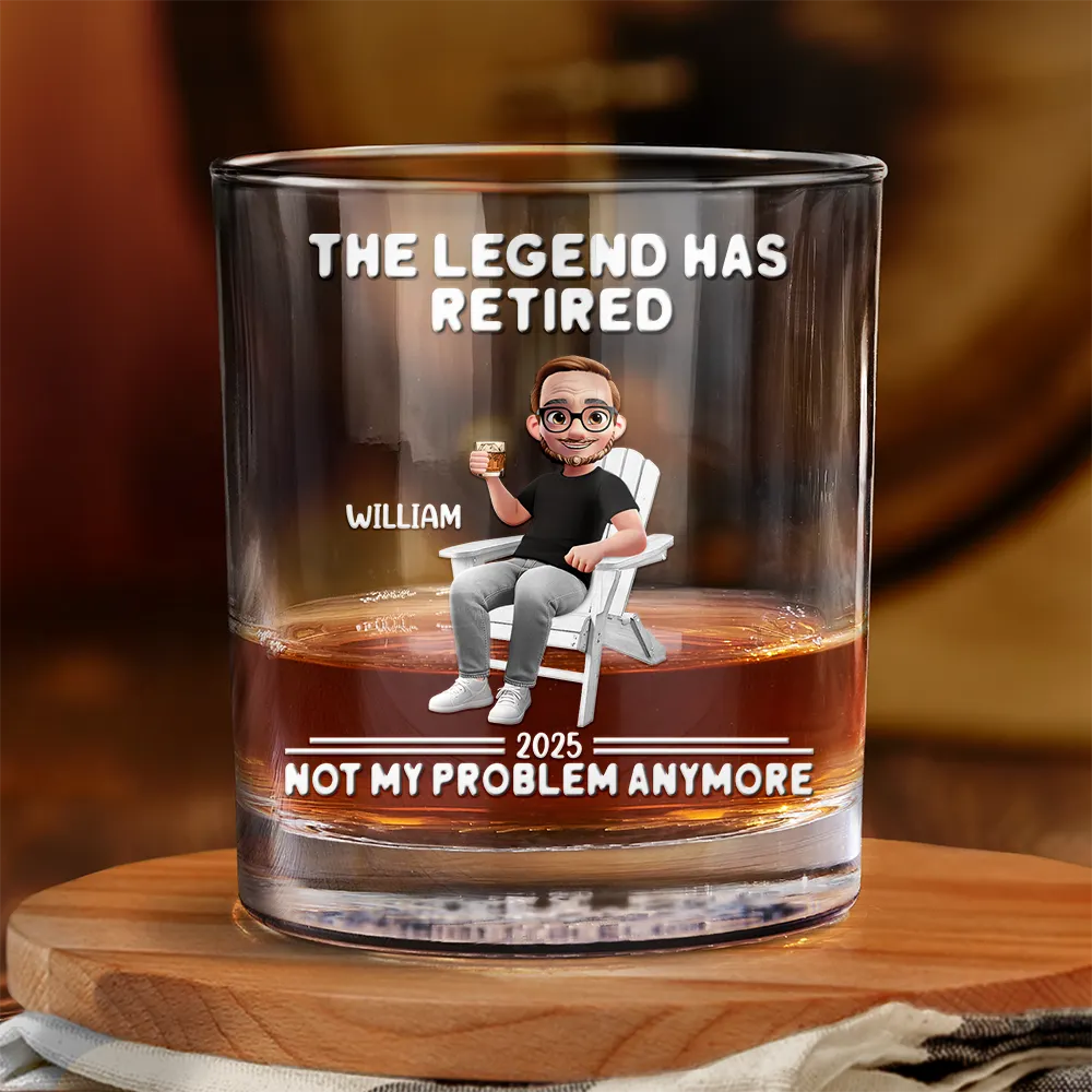 Retired Not My Problem Anymore 3D Effect - Personalized Whiskey Glass