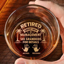 Gift For Husband,Gift For Men,Gift For Father,Retirement,Beach,Summer,Gift For Wife,Gift For Women,Gift For Mother,Gift For Yourself - Retired Under New Management Handprints - Personalized Engraved Whiskey Glass