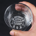 Gift For Husband,Gift For Men,Gift For Father,Retirement,Beach,Summer,Gift For Wife,Gift For Women,Gift For Mother,Gift For Yourself - Retired Under New Management Handprints - Personalized Engraved Whiskey Glass