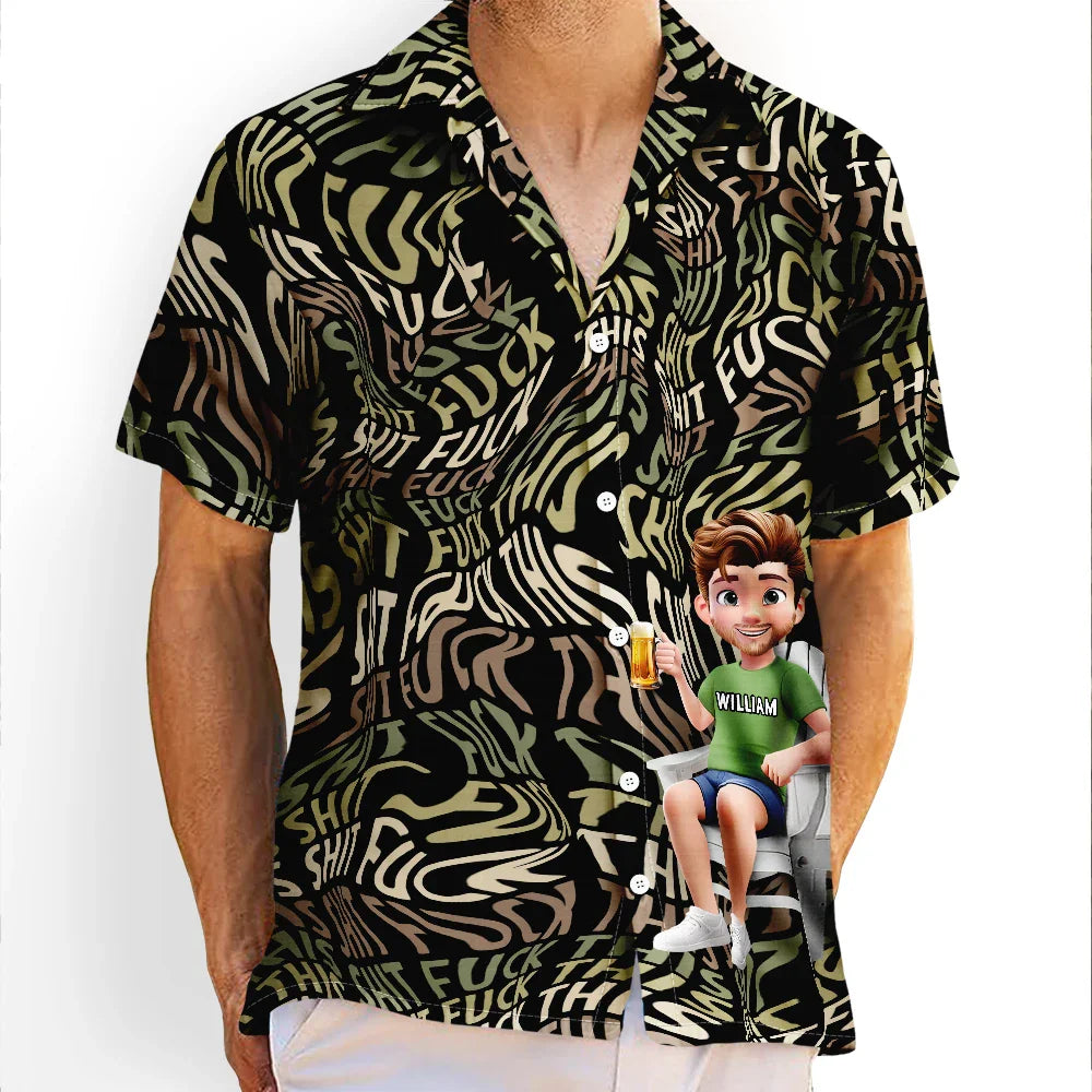 Retirement Funny Swearing Words - Personalized Hawaiian Shirt