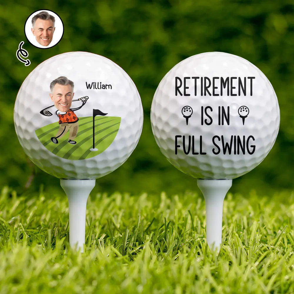 Retirement, Gift For Grandpa, Gift For Father, Golf, Happy - Retirement Is In Full Swing - Personalized Golf Ball