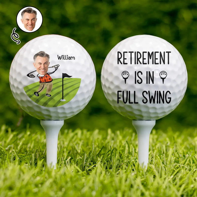 Retirement, Gift For Grandpa, Gift For Father, Golf, Happy - Retirement Is In Full Swing - Personalized Golf Ball