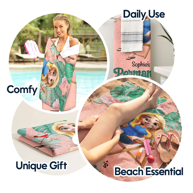 Retirement,Beach,Gift For Yourself,Happy - Retirement Plan Permanent Vacation - Personalized Beach Towel