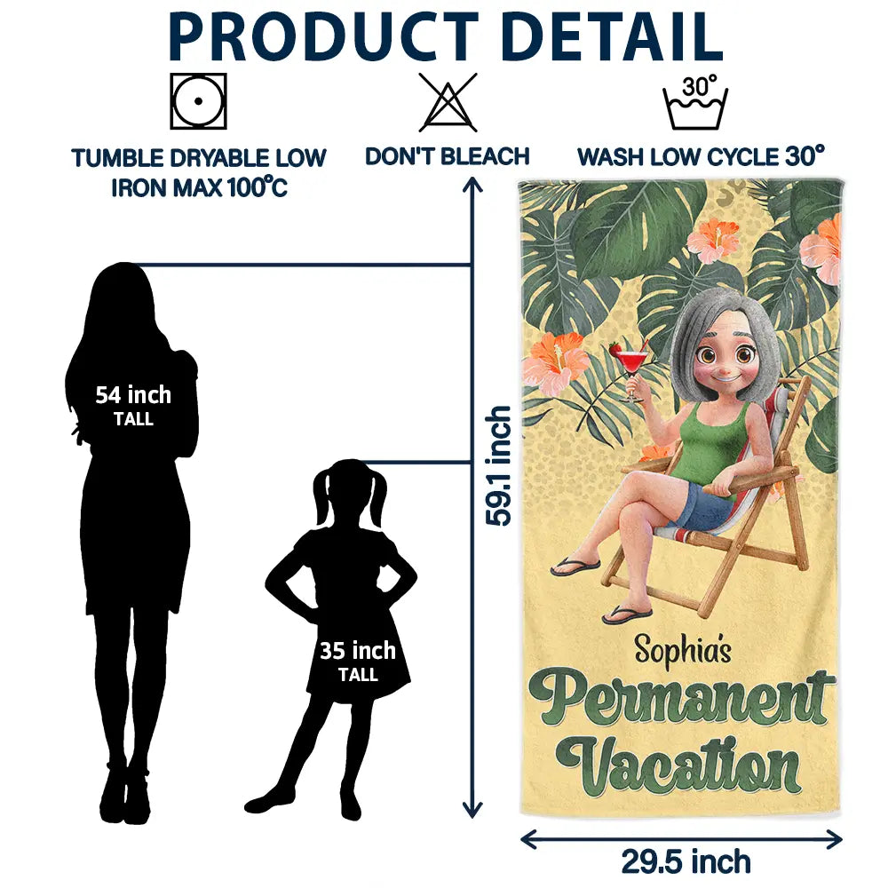 Retirement,Beach,Gift For Yourself,Happy - Retirement Plan Permanent Vacation - Personalized Beach Towel