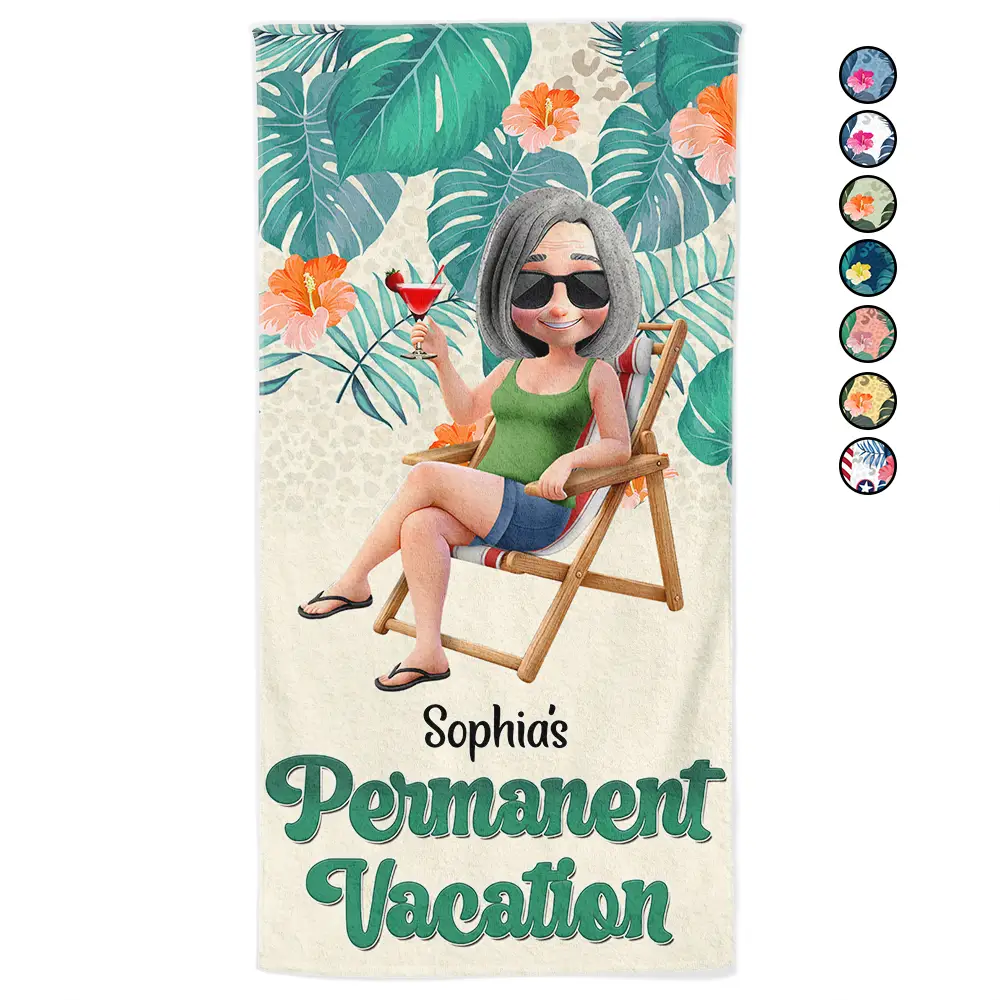 Plan de retraite Vacances permanentes - Serviette de plage personnalisée