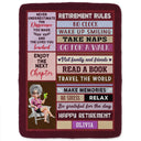 Retirement,Happy,Gift For Yourself,Parents,Gift For Grandparents,Gift For Women,Gift For Men - Retirement Rules Funny Farewell Gift - Personalized Fleece Blanket, Sherpa Blanket