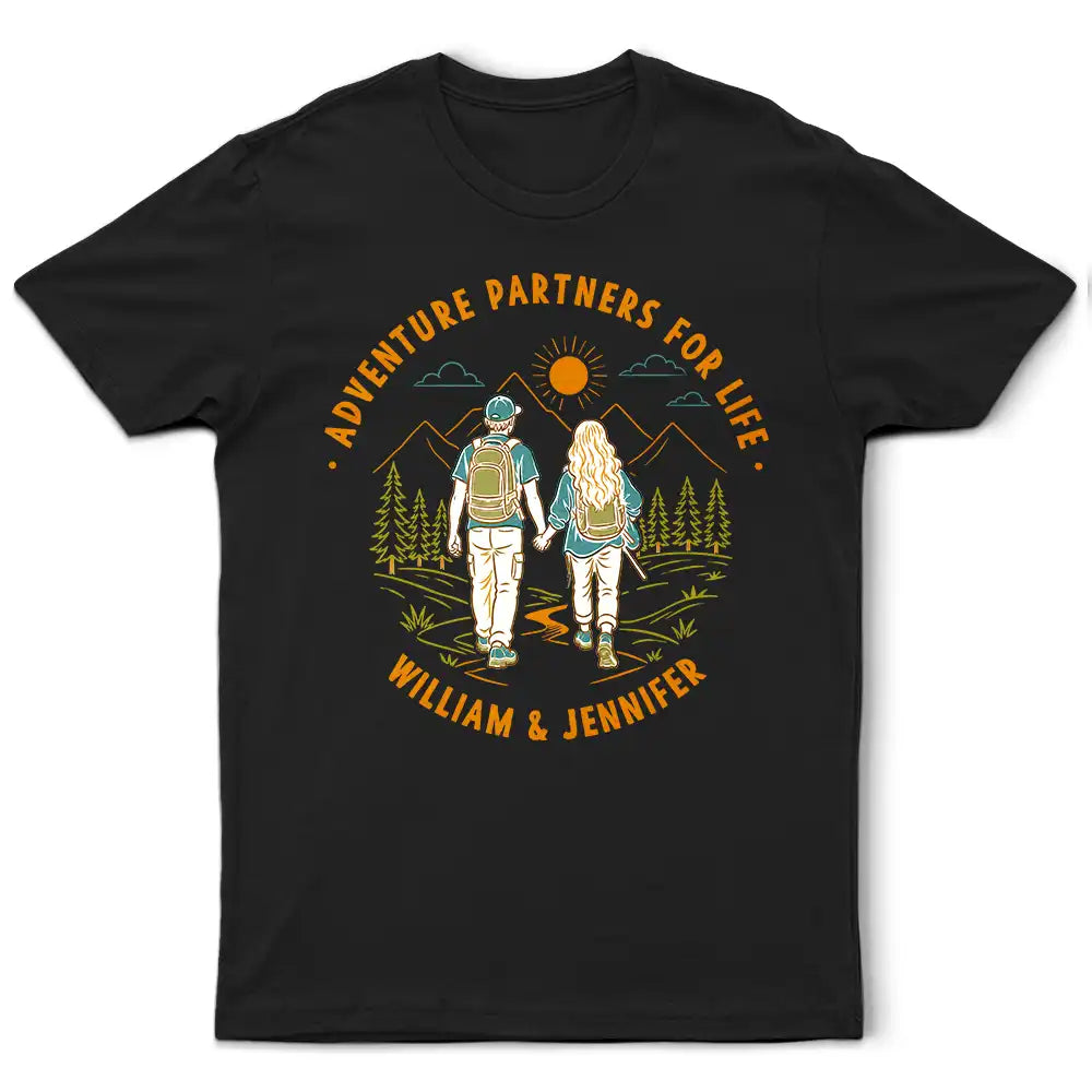 Romantic, Summer, Gift For Couples, Vector - Retro Adventure Partners For Life - Personalized T Shirt