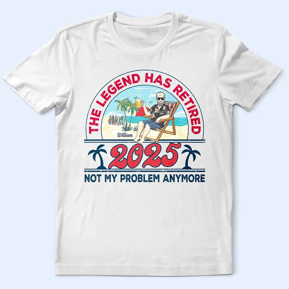 Retro Beach The Legend Has Retired - Personalized T Shirt
