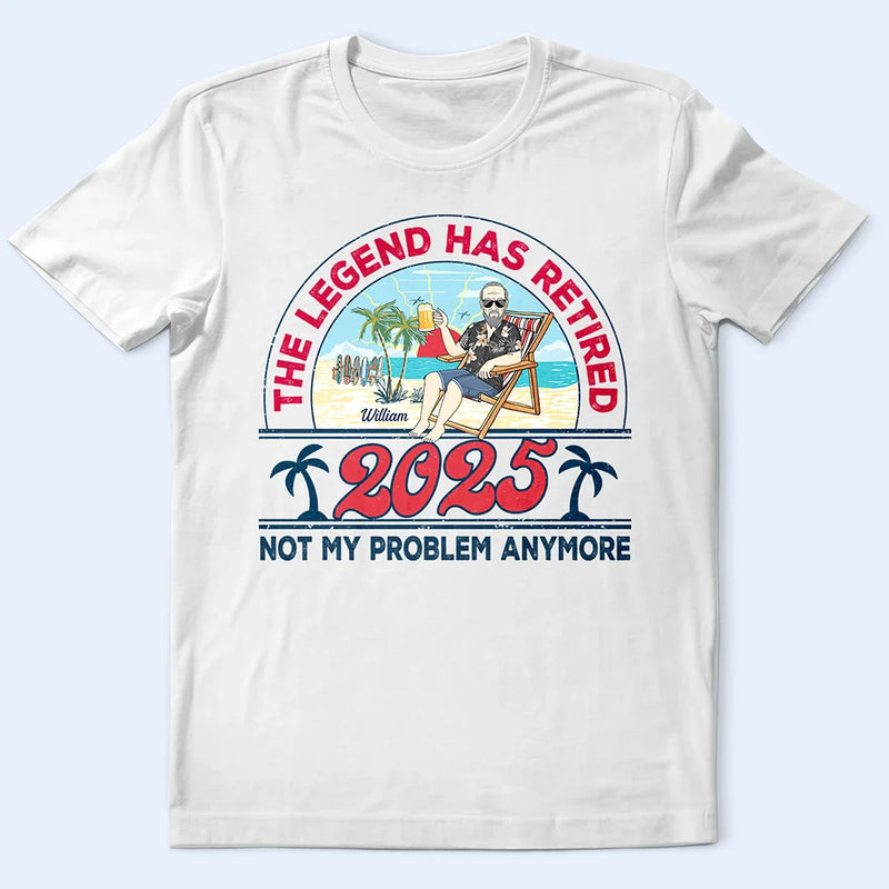 Gift For Yourself,Gift For Women,Gift For Men,Retirement,Beach - Retro Beach The Legend Has Retired - Personalized T Shirt
