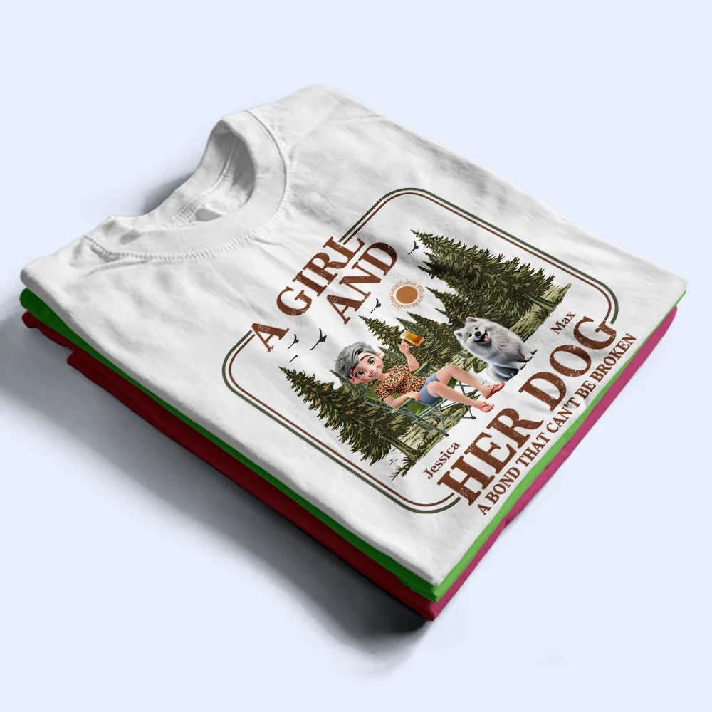 Dog Lovers, Dog Mom, Dog Dad, Camping, Happy - Retro Camping A Bond That Can't Be Broken - Personalized T Shirt
