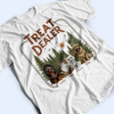 Pet Lovers,Pet Mom,Pet Dad,Happy - Retro Camping Treat Dealer - Personalized T Shirt