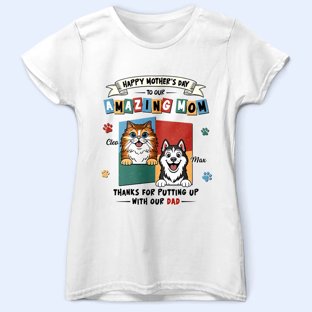 Pet Mom,Cat Mom,Dog Mom,Gift For Women,Top Market,Top Market,Vector - Retro Dog Cat To My Amazing Mom - Personalized T Shirt