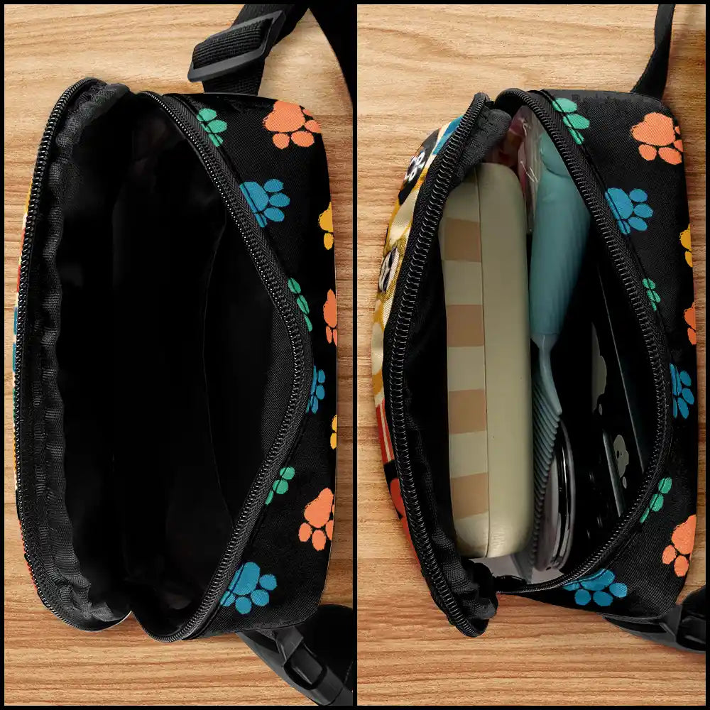 Gift For Men, Gift For Father, Dog Lovers, Dog Dad, Happy, Gift For Husband, Gift For Yourself - Retro Dog Dad - Personalized Crossbody Belt Bag