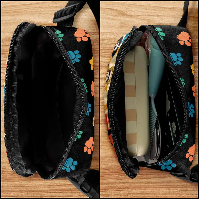 Gift For Men, Gift For Father, Dog Lovers, Dog Dad, Happy, Gift For Husband, Gift For Yourself - Retro Dog Dad - Personalized Crossbody Belt Bag