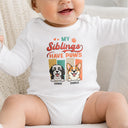 Top Market,New Baby,Playful,Pet Lovers,Vector - Retro Dogs Cats Siblings Have Paws - Personalized Baby Onesie