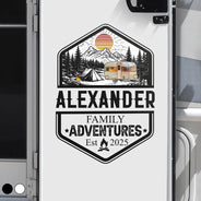 Camping,Campsite,Happy,Family - Retro Family Adventure - Personalized Decor Decal
