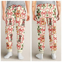Dog Lovers,Dog Mom,Christmas,Happy - Retro Holy Berries And Decorative Bow - Personalized Pajama Pants