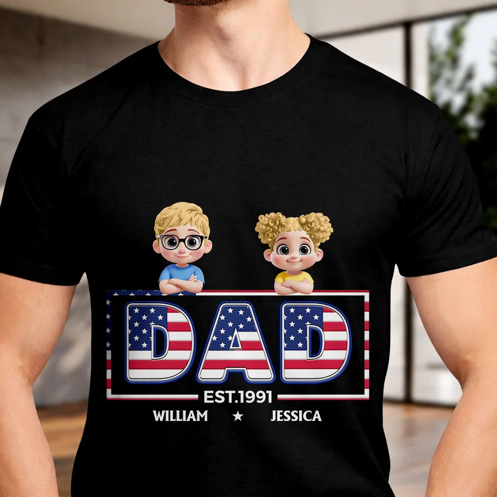Retro Style America Dad Grandpa 3D Effect - Personalized T Shirt