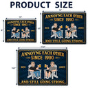 Top Market,Humorous,Old Couples,Outdoor Decor,Gift For Couples,Vector - Retro Style Couple Annoying Each Other And Still Going Strong - Personalized Classic Metal Signs