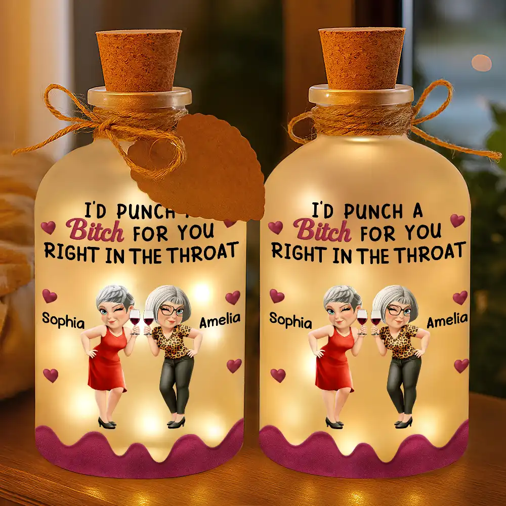 Gift For Bestie,Gifts For Colleagues,Gift For Sisters,Funny,Gift For Sibling - Right In The Throat 3D Bestie - Personalized Short Bottle Light