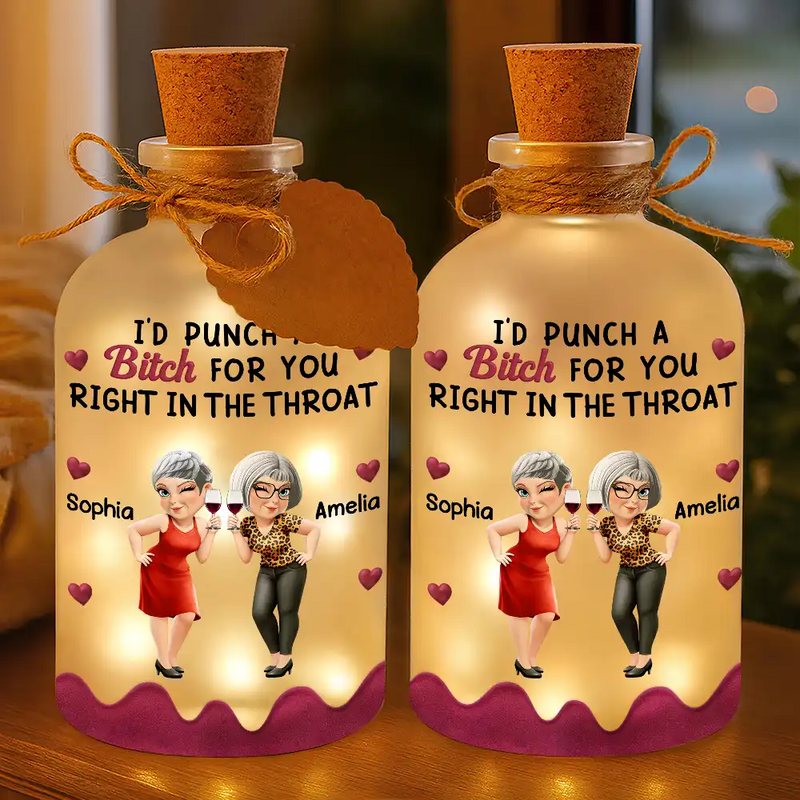 Gift For Bestie,Gifts For Colleagues,Gift For Sisters,Funny,Gift For Sibling - Right In The Throat 3D Bestie - Personalized Short Bottle Light