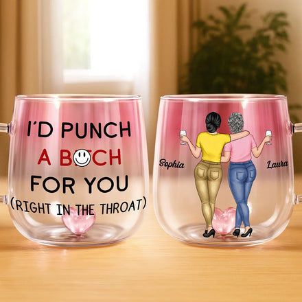Right In The Throat Backside Bestie - Personalized Gradient Glass Mug