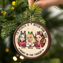 Gift For Bestie,Gift For Sisters,Gift For Women,Gifts For Colleagues - Right In The Throat Besties - Personalized 2-Layered Wooden Ornament