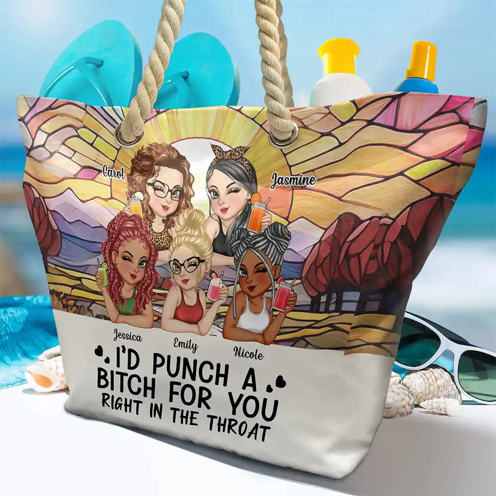 Funny,Gift For Bestie,Beach,Summer,Gift For Women - Right In The Throat Besties - Personalized Beach Bag