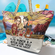Funny,Gift For Bestie,Beach,Summer,Gift For Women - Right In The Throat Besties - Personalized Beach Bag