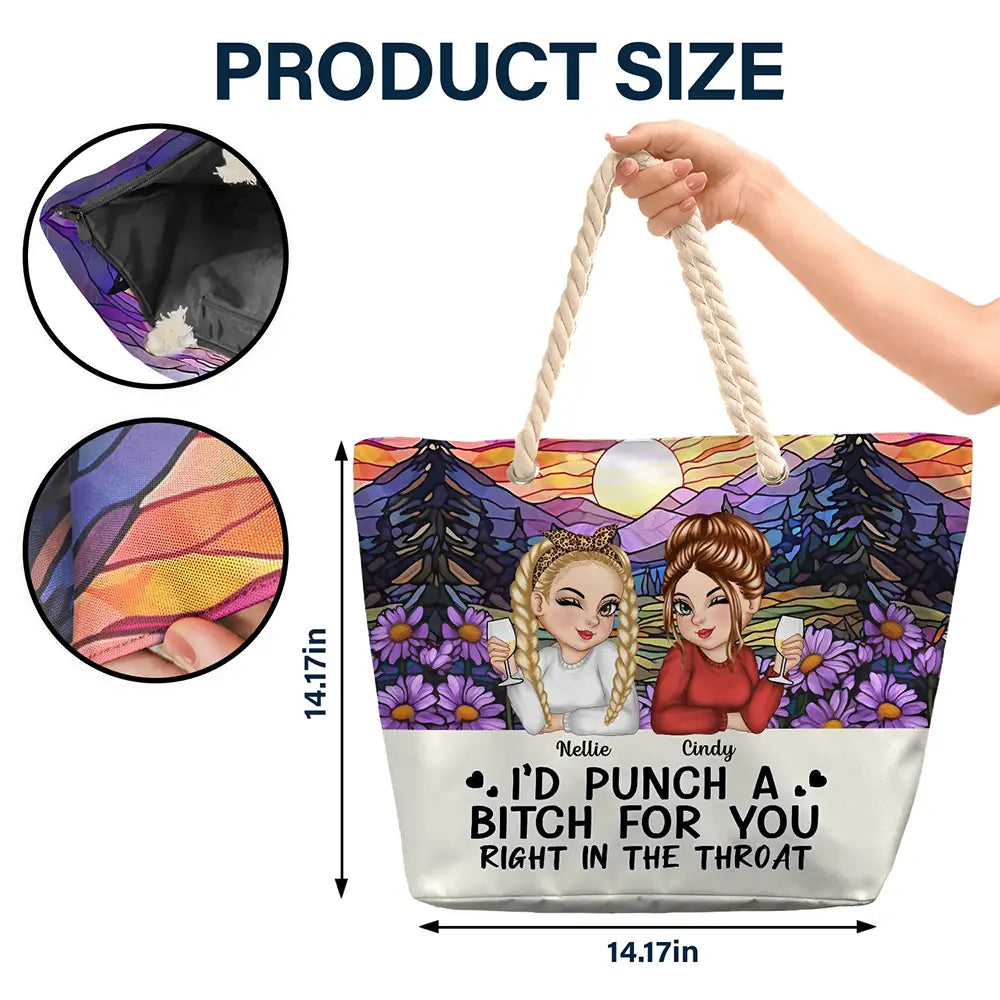Funny,Gift For Bestie,Beach,Summer,Gift For Women - Right In The Throat Besties - Personalized Beach Bag