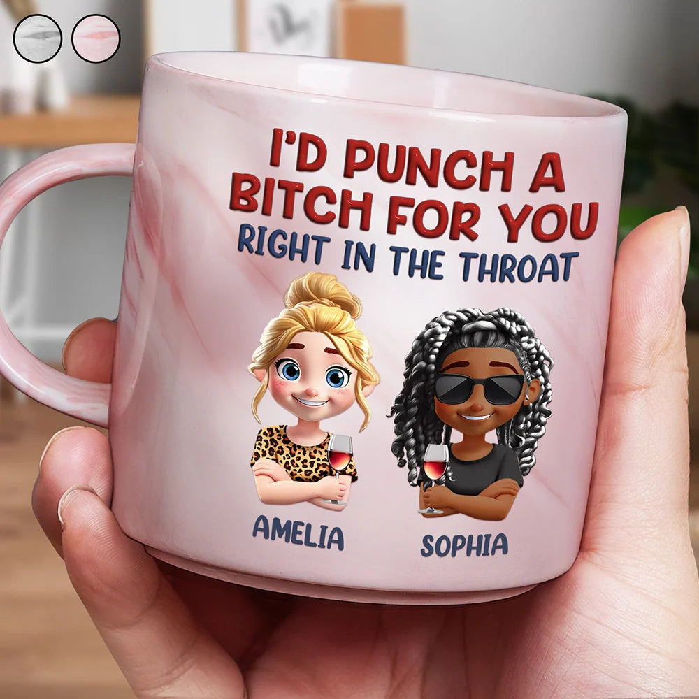 Right In The Throat Bestie - Personalized Marble Mug