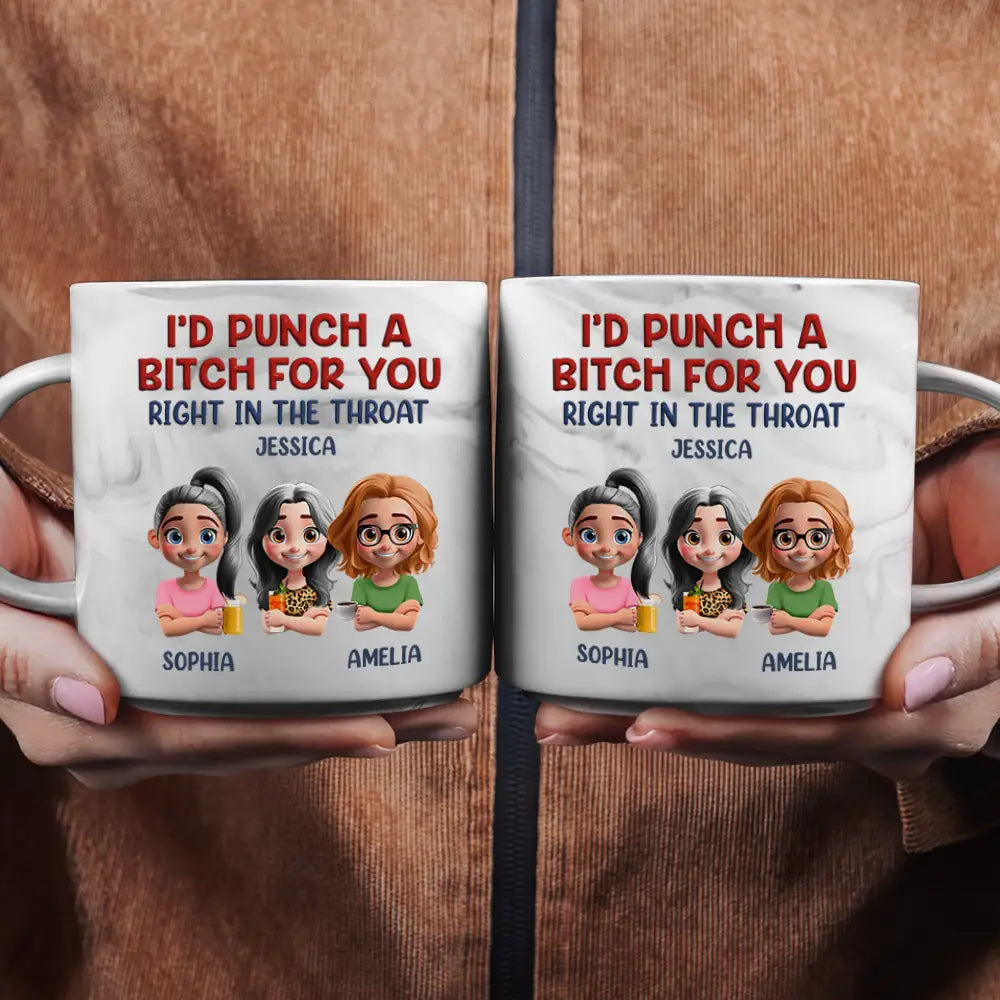 Gift For Bestie,Gift For Sisters,Funny,Gifts For Colleagues - Right In The Throat Besties - Personalized Marble Mug
