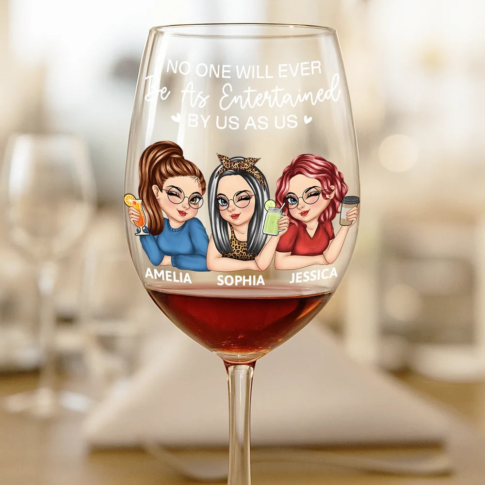 Gift For Bestie,Gift For Sisters,Gift For Women,Gifts For Colleagues,Funny - Right In The Throat Besties Sisters - Personalized Wine Glass