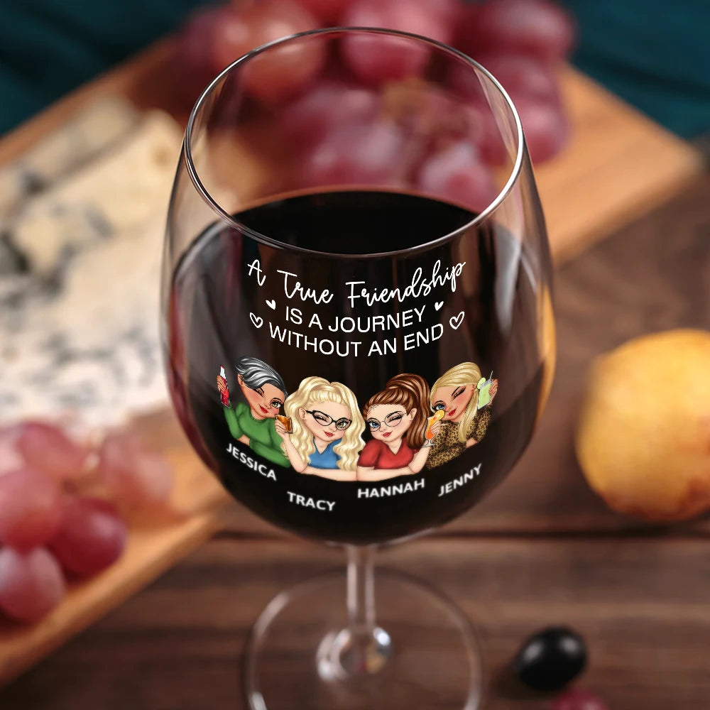 Gift For Bestie,Gift For Sisters,Gift For Women,Gifts For Colleagues,Funny - Right In The Throat Besties Sisters - Personalized Wine Glass