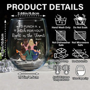 Gift For Bestie, Gift For Sisters, Gift For Women, Gifts For Colleagues, Funny - Right In The Throat Besties Sisters Backside - Personalized Stemless Wine Glass