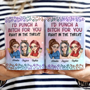 Gift For Bestie, Gift For Sisters, Gift For Women, Gifts For Colleagues, Funny - Right In The Throat Besties Twinkle Leopard - Personalized White Edge-to-Edge Mug